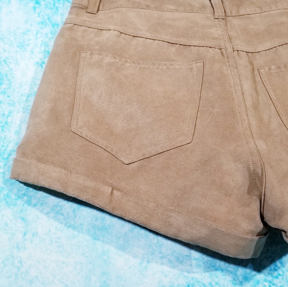 Hollister Tan Faux Suede High Waist Shorts - Picture 9 of 13